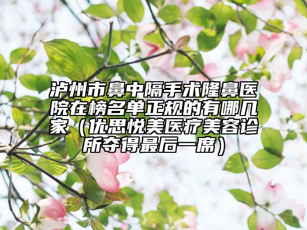 泸州市鼻中隔手术隆鼻医院在榜名单正规的有哪几家（优思悦美医疗美容诊所夺得最后一席）