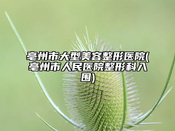 亳州市大型美容整形医院(亳州市人民医院整形科入围)