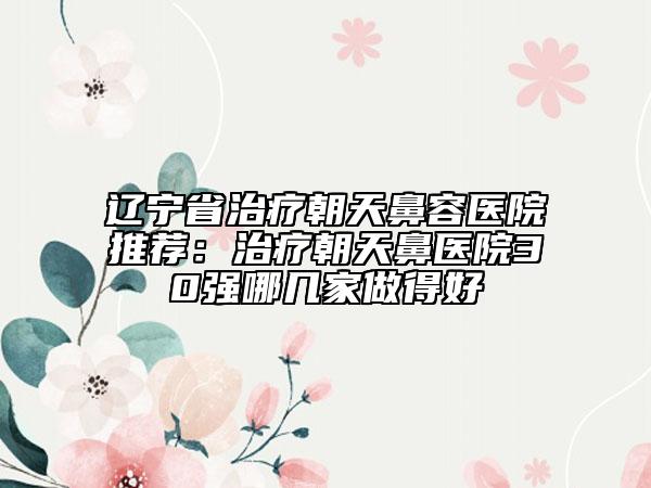 辽宁省治疗朝天鼻容医院推荐：治疗朝天鼻医院30强哪几家做得好