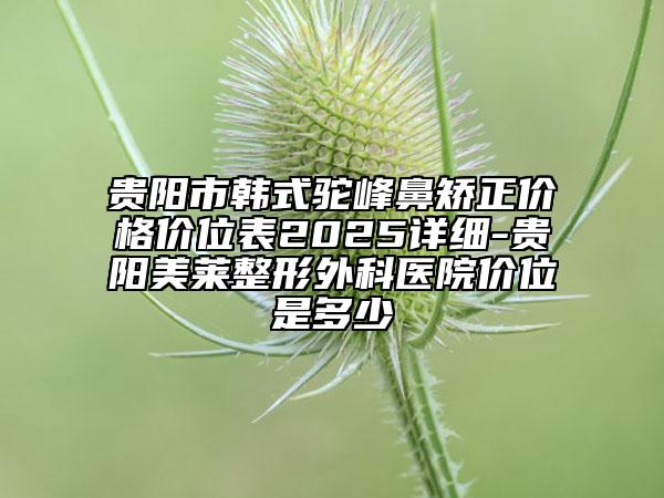 贵阳市韩式驼峰鼻矫正价格价位表2025详细-贵阳美莱整形外科医院价位是多少