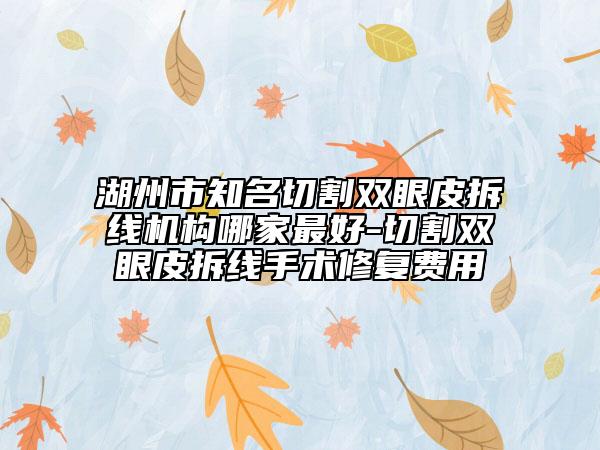 湖州市知名切割双眼皮拆线机构哪家最好-切割双眼皮拆线手术修复费用