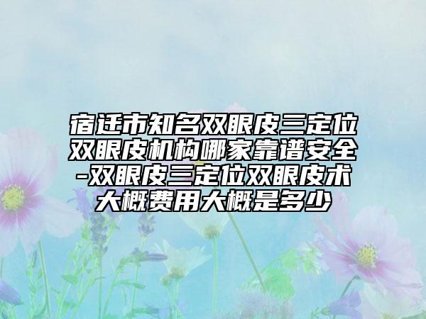 宿迁市知名双眼皮三定位双眼皮机构哪家靠谱安全-双眼皮三定位双眼皮术大概费用大概是多少
