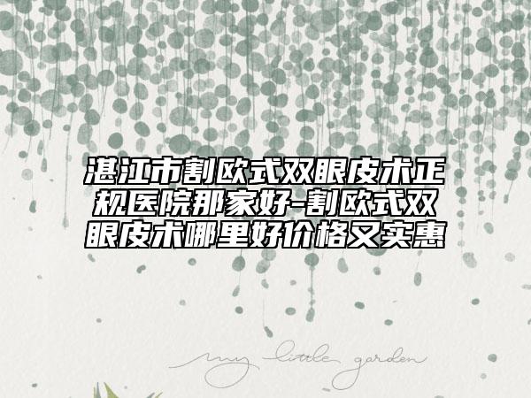 湛江市割欧式双眼皮术正规医院那家好-割欧式双眼皮术哪里好价格又实惠