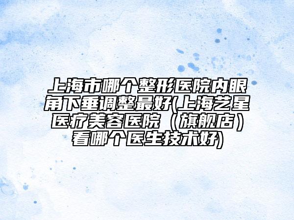 上海市哪个整形医院内眼角下垂调整最好(上海艺星医疗美容医院（旗舰店）看哪个医生技术好)